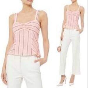 Internix pink red striped voile camisole top size S